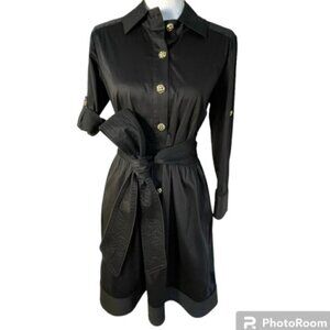 Elizabeth McKay Grace Polished Cotton Shirtdress Black 6
